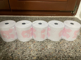 82 Stück Bonrollen mit Apotheken 'A' 70 x 70 x 12 (Breite X Höhe x Durchmesser) Normalpapier Länge 46 m.